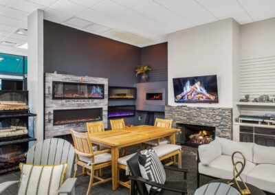 electric fireplaces in showroom