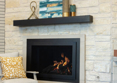 gas fireplace with custom surround showroom