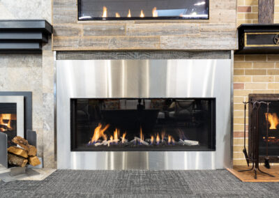 electric fireplace with metal / steel surround