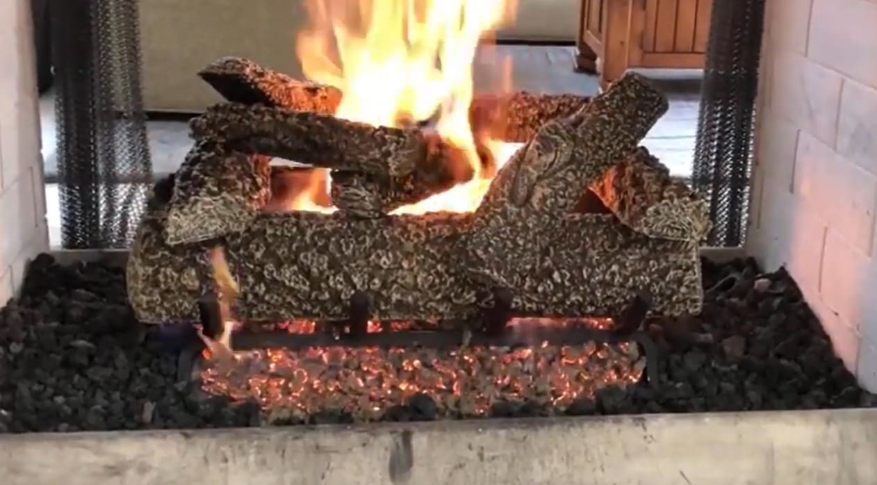 Super Bark Log Set Churchill's Fireplace & Patio, Austin TX