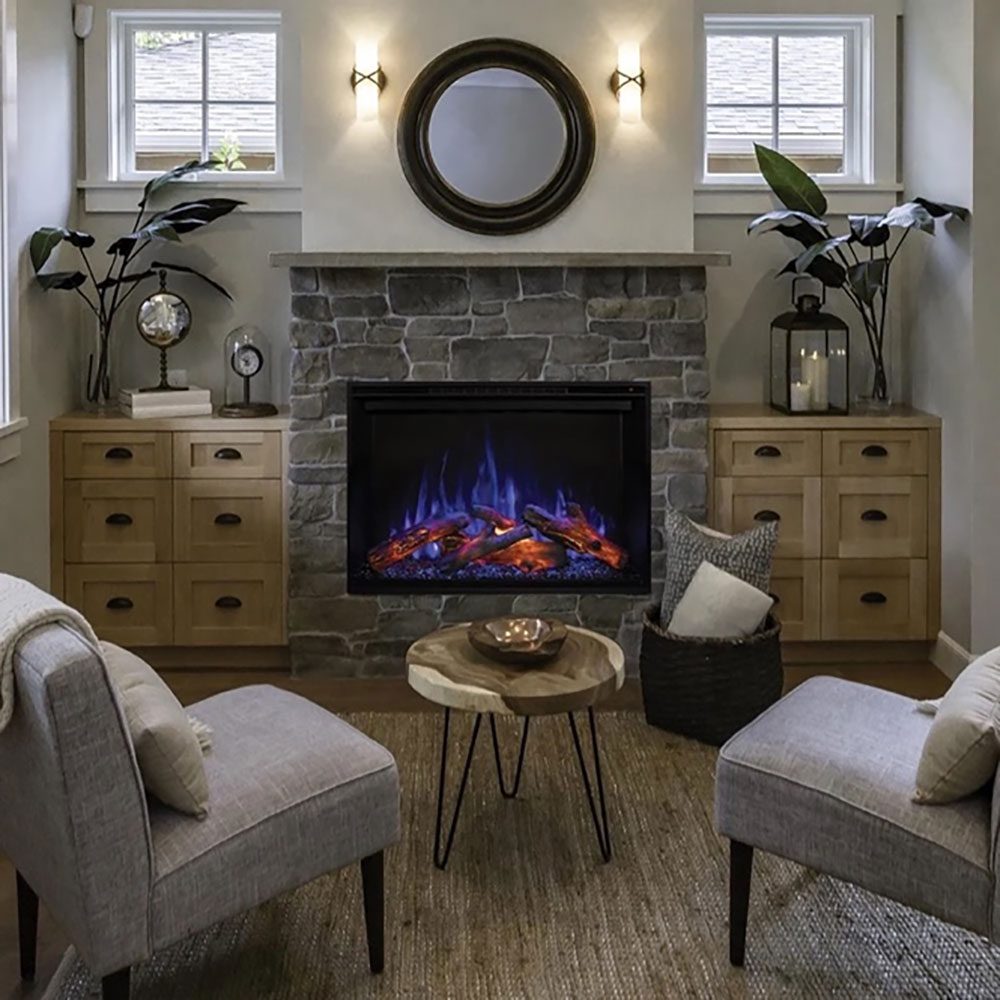 Modern Flame Electric Fireplaces in contemporary living room